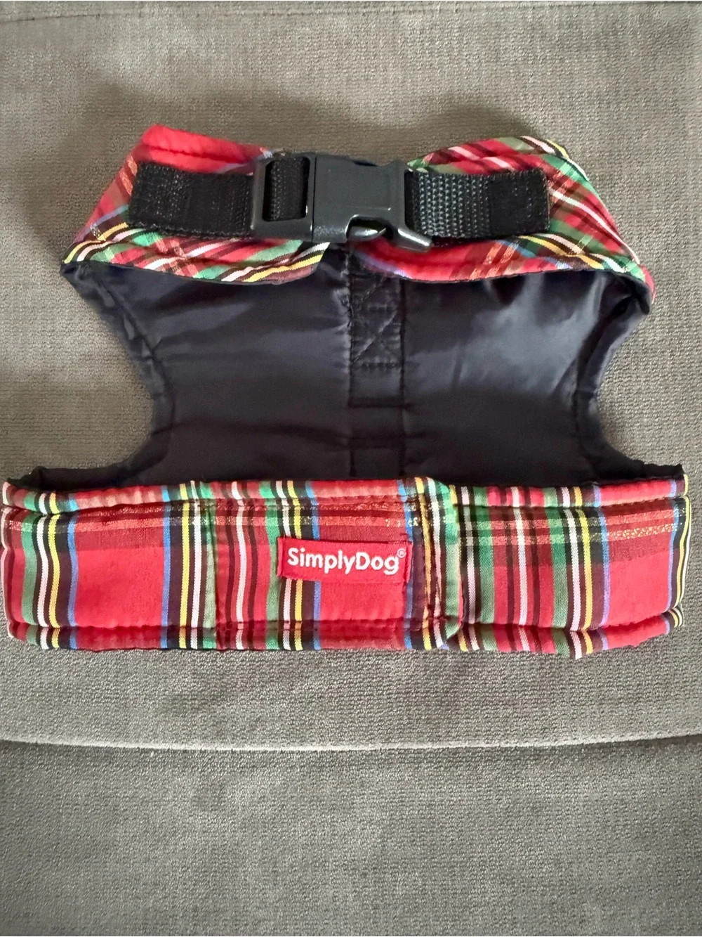 Christmas Red Plaid Dog Harness with Bow Tie, Small